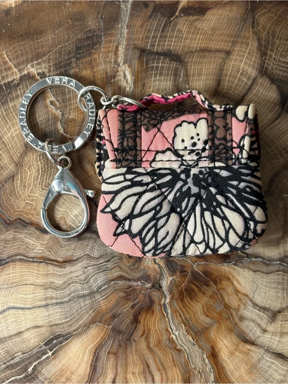 Vera Bradley ‘Mocha Rogue’ Floral Quilted Mini Purse Keychain